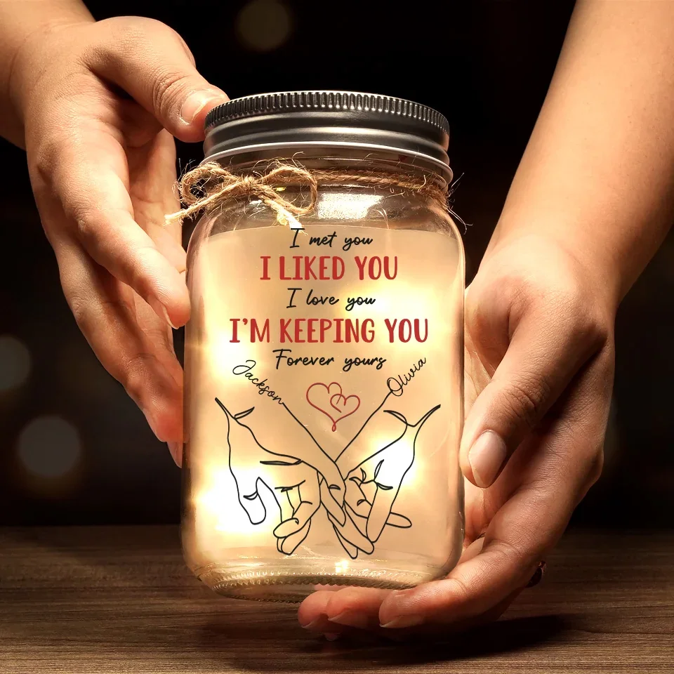 With You, I’ll Never Let Go - Couple Personalized Custom Mason Jar Light - Gift For Husband Wife, Anniversary - Image 3