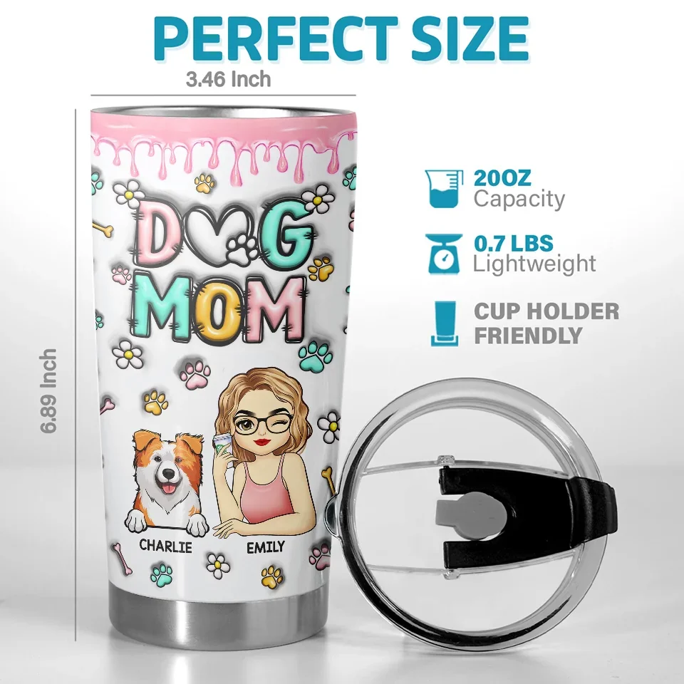 With You, I’m Never Alone - Dog Personalized Custom 3D Inflated Effect Printed Tumbler - Gift For Pet Owners, Pet Lovers - Image 3