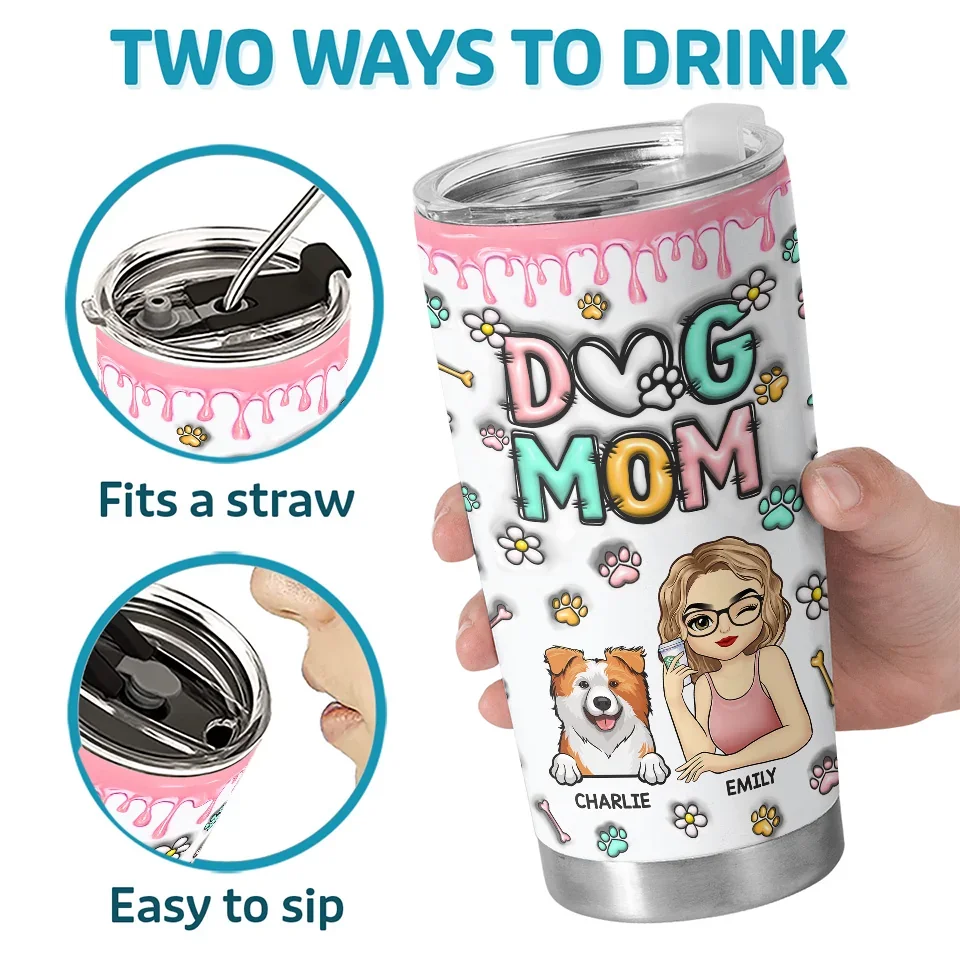 With You, I’m Never Alone - Dog Personalized Custom 3D Inflated Effect Printed Tumbler - Gift For Pet Owners, Pet Lovers - Image 4