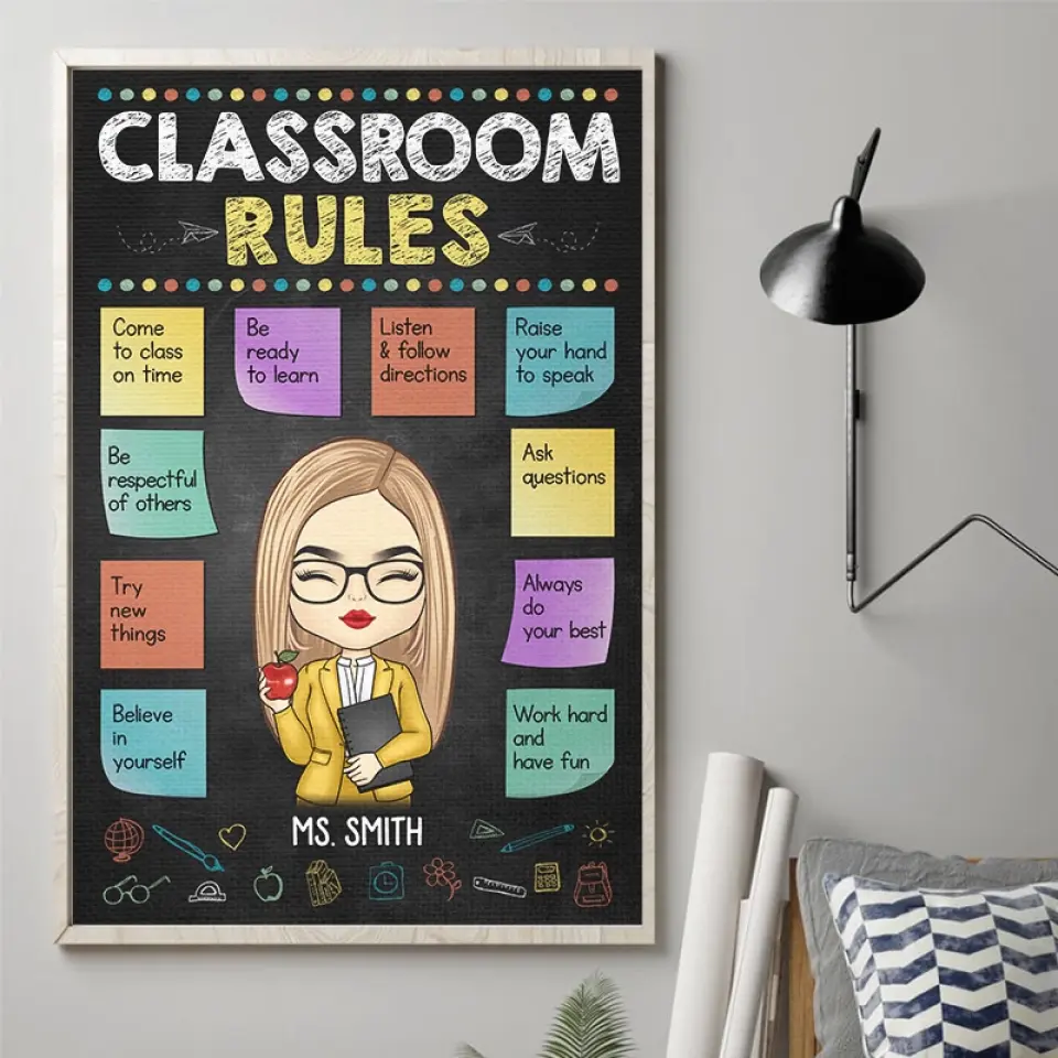 Work Hard And Have Fun - Teacher Personalized Custom Vertical Poster - Gift For Teacher - Image 3
