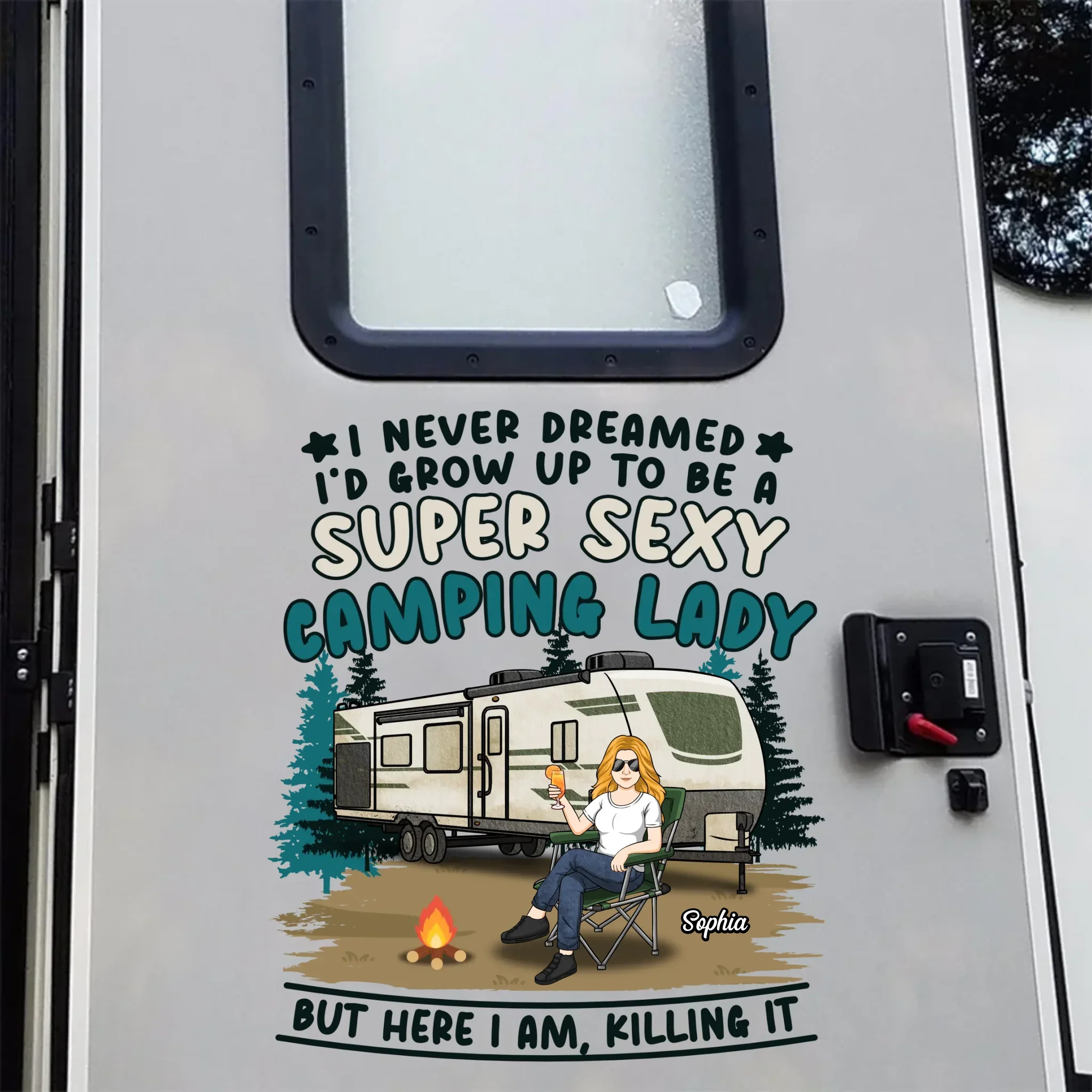 Work Hard, Camp Harder - Camping Personalized Custom RV Decal - Gift For Yourself, Best Friends, Siblings, Family Members, Camping Lovers - Image 2