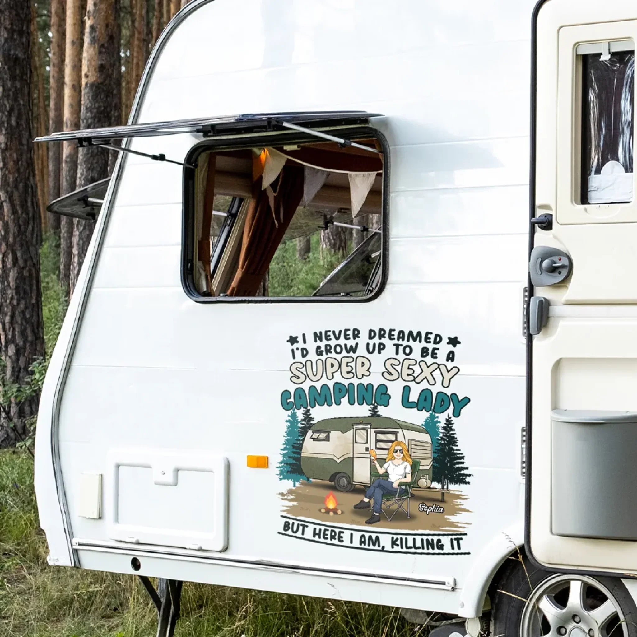 Work Hard, Camp Harder - Camping Personalized Custom RV Decal - Gift For Yourself, Best Friends, Siblings, Family Members, Camping Lovers - Image 3