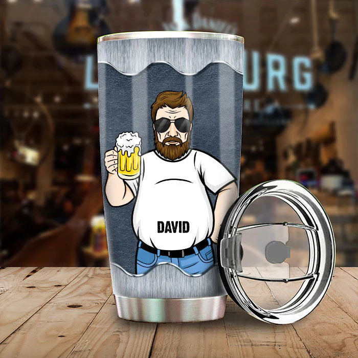 Working On My Dad Bod One Beer At A Time - Gift For Dad, Grandpa - Personalized Tumbler - Image 2