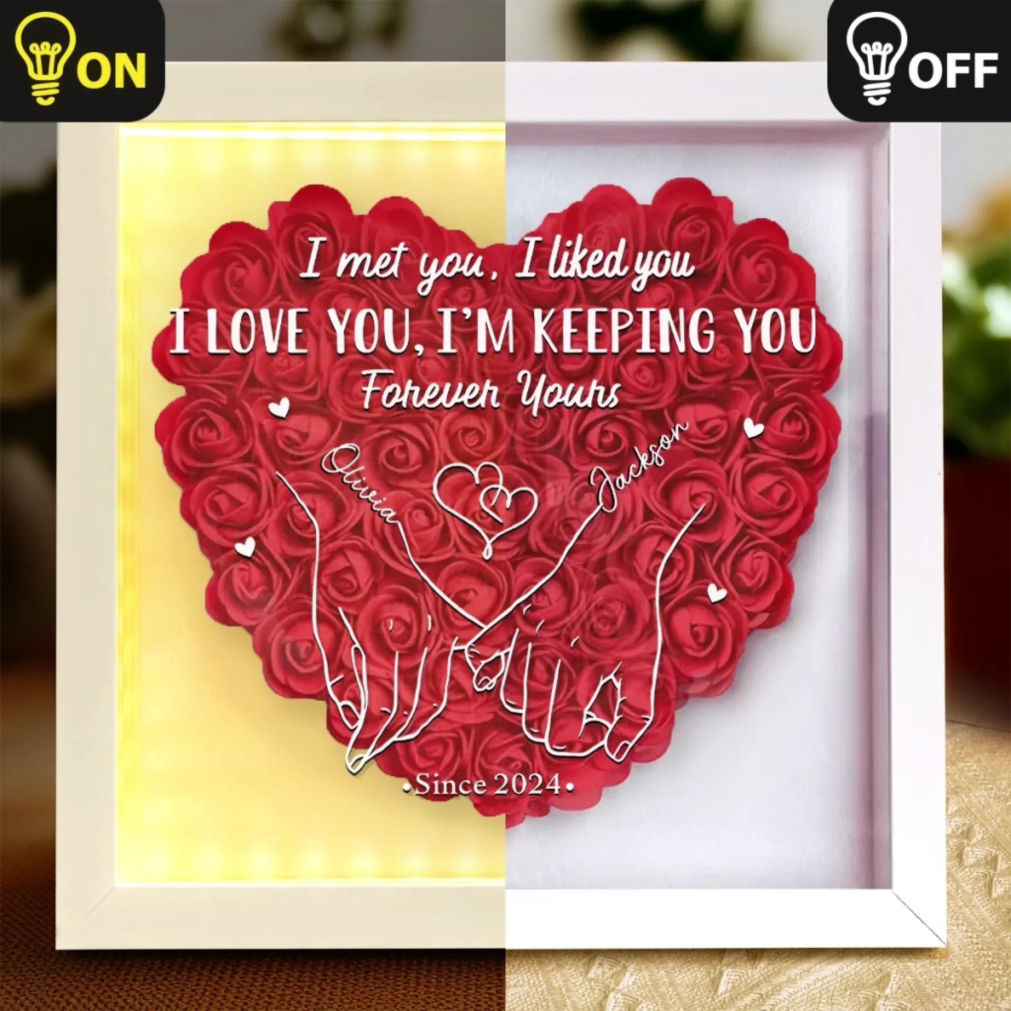 Wrapped In Your Love - Couple Personalized Custom Flower Shadow Box With LED - Gift For Husband Wife, Anniversary - Image 7