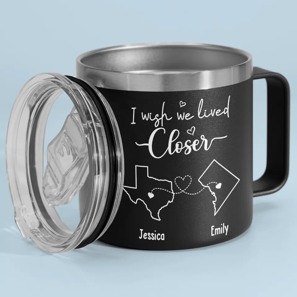 You And I Are Always Under The Same Sky - Couple Personalized Custom 14oz Stainless Steel Tumbler With Handle - Gift For Husband Wife, Anniversary - Image 3