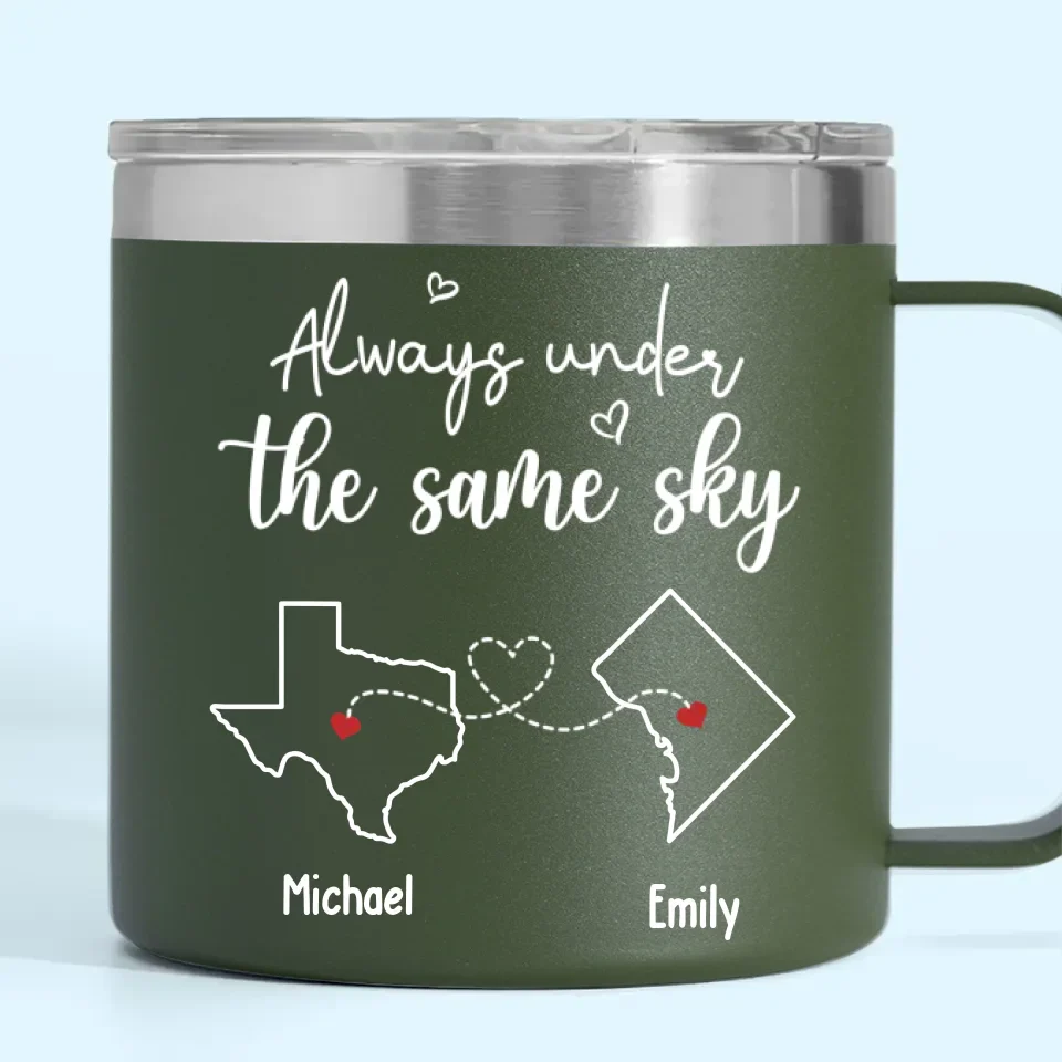 You And I Are Always Under The Same Sky - Couple Personalized Custom 14oz Stainless Steel Tumbler With Handle - Gift For Husband Wife, Anniversary - Image 7
