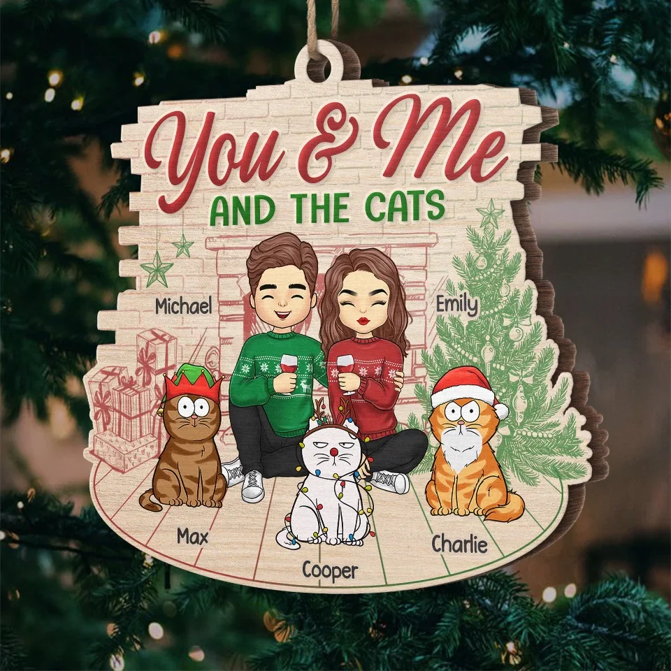 You And Me And The Fur Babies - Dog & Cat Personalized Custom Ornament - Wood Custom Shaped - Christmas Gift For Husband Wife, Anniversary, Pet Owners, Pet Lovers - Image 5