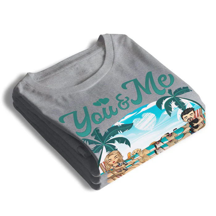 You And Me & The Dogs Summer Vacation - Gift For Couples, Husband Wife - Personalized Unisex T-shirt - Image 3