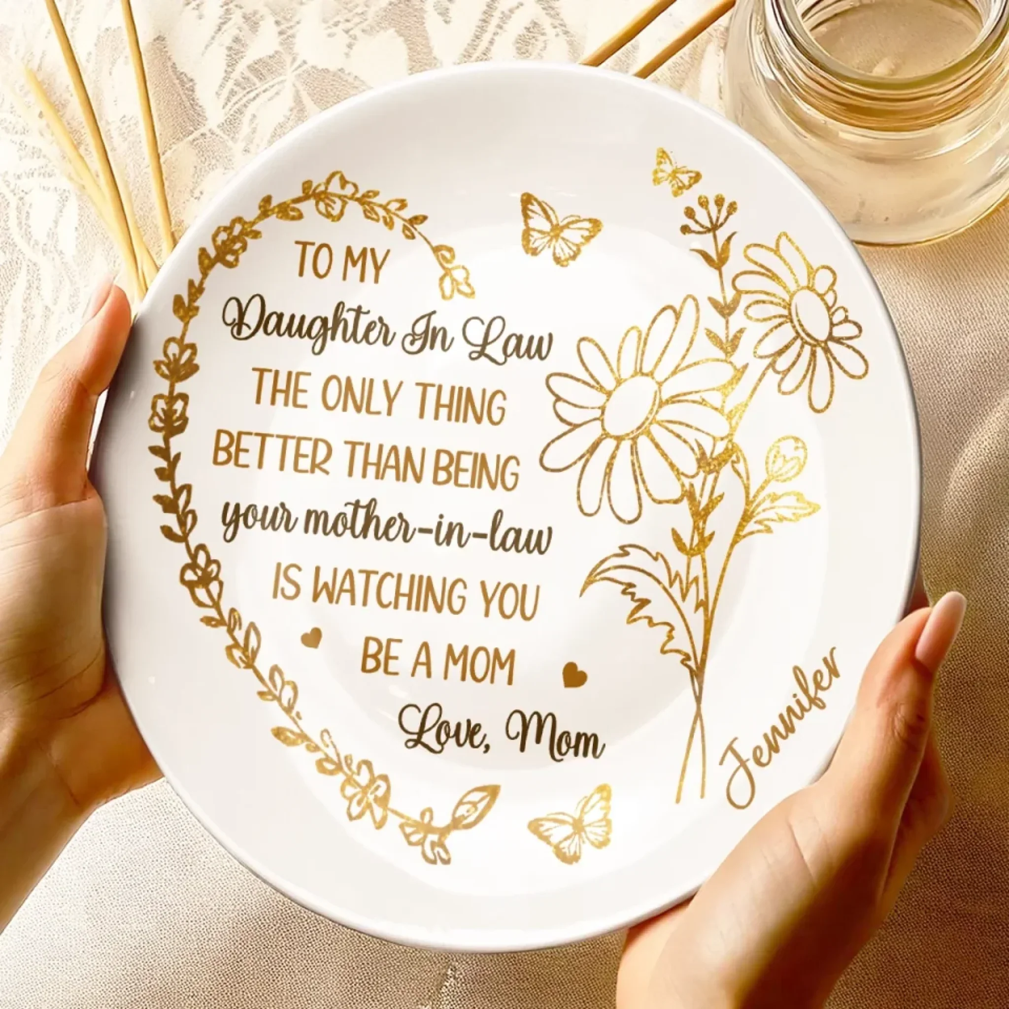 You Are A Daughter, A Blessing Beyond Measure - Family Personalized Custom Ceramic Plate - Mother's Day, Gift For Mom, Daughter - Image 4