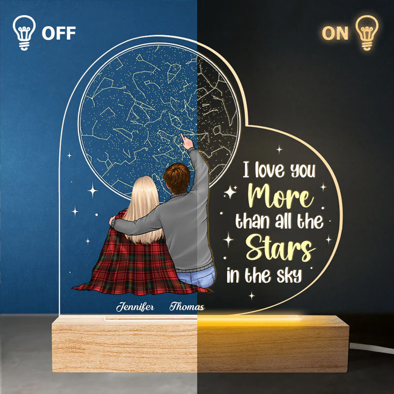 You Are All My Stars - Couple Personalized Custom Heart Shaped 3D LED Light - Gift For Husband Wife, Anniversary - Image 3