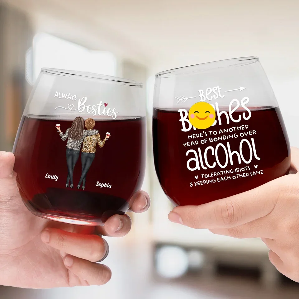 You Are Always My Lovely Soulmate - Bestie Personalized Custom Wine Glass - Gift For Best Friends, BFF, Sisters - Image 3