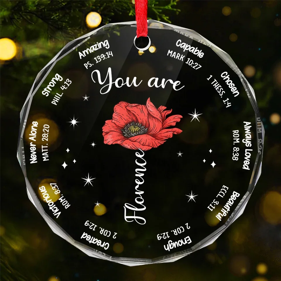 You Are Amazing - Affirmation Personalized Custom Circle Glass Ornament - Christmas Gift For Yourself