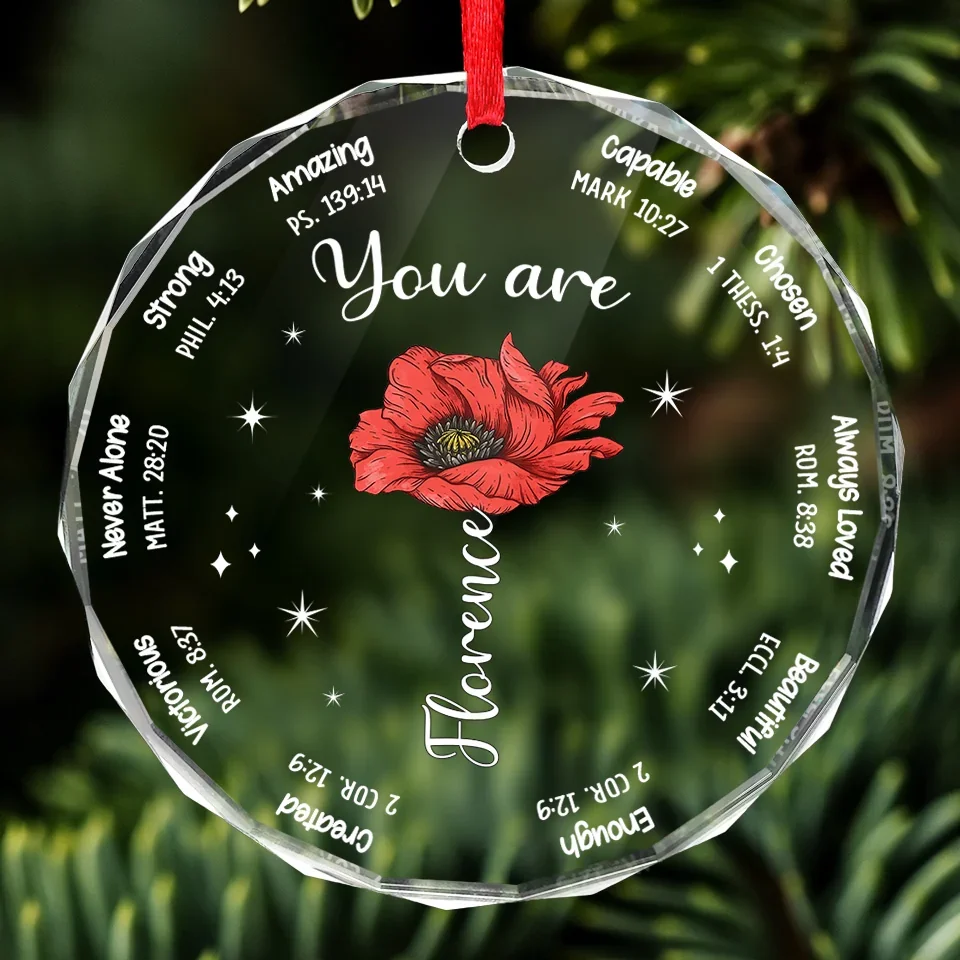 You Are Amazing - Affirmation Personalized Custom Circle Glass Ornament - Christmas Gift For Yourself - Image 3