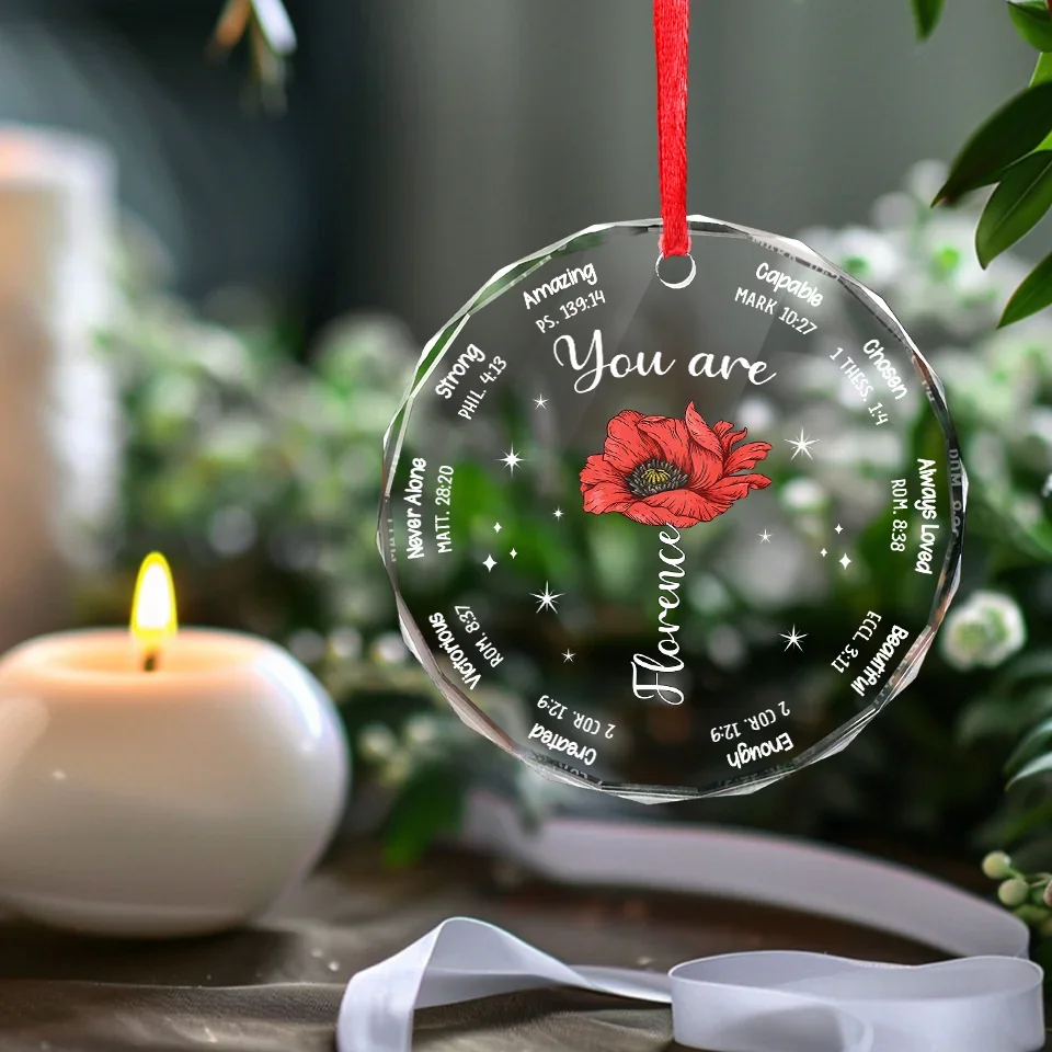You Are Amazing - Affirmation Personalized Custom Circle Glass Ornament - Christmas Gift For Yourself - Image 4