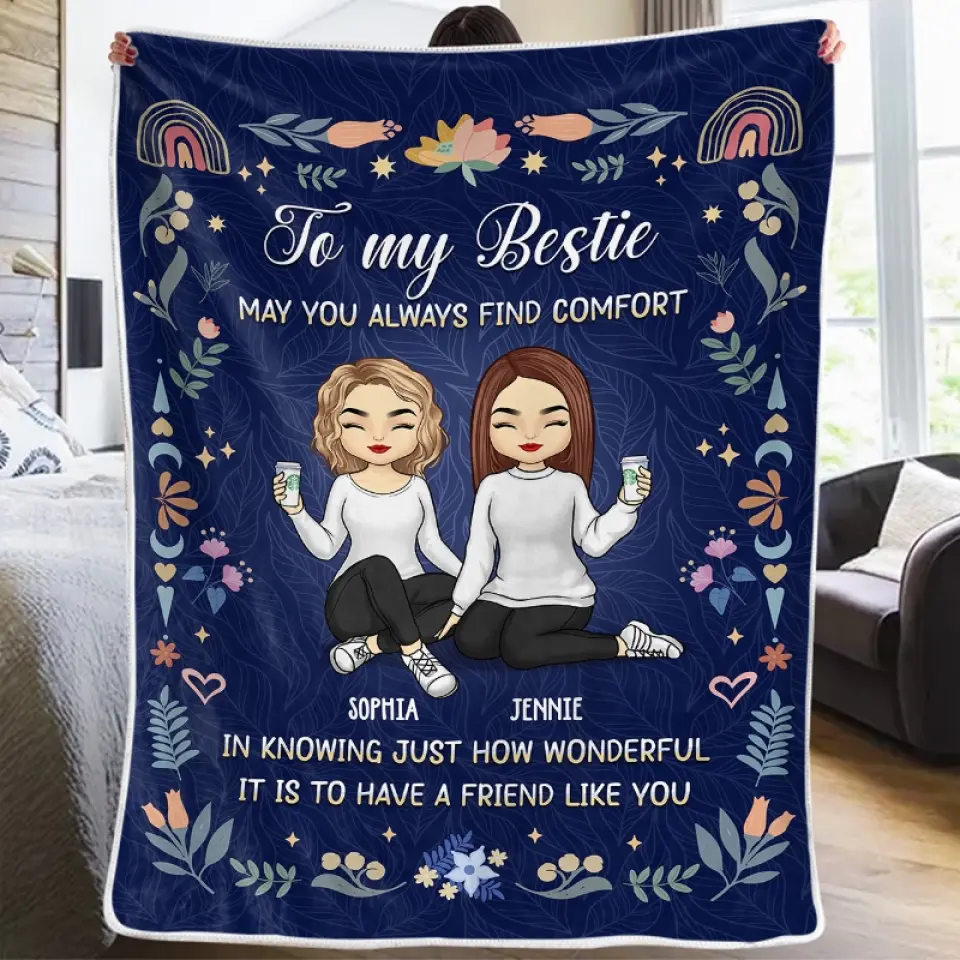 You Are Beautiful Inside And Out - Bestie Personalized Custom Blanket - Gift For Best Friends, BFF, Sisters - Image 4