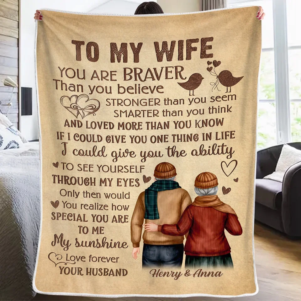 You Are Braver Than You Believe - Couple Family Personalized Custom Blanket - Gift For Husband Wife, Anniversary - Image 3