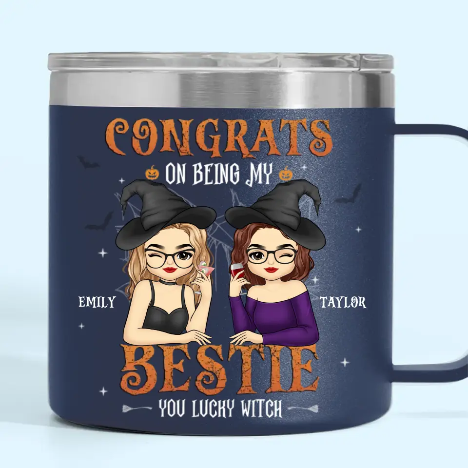 You Are My Favorite Witch - Bestie Personalized Custom 14oz Stainless Steel Tumbler With Handle - Halloween Gift For Best Friends, BFF, Sisters - Image 7