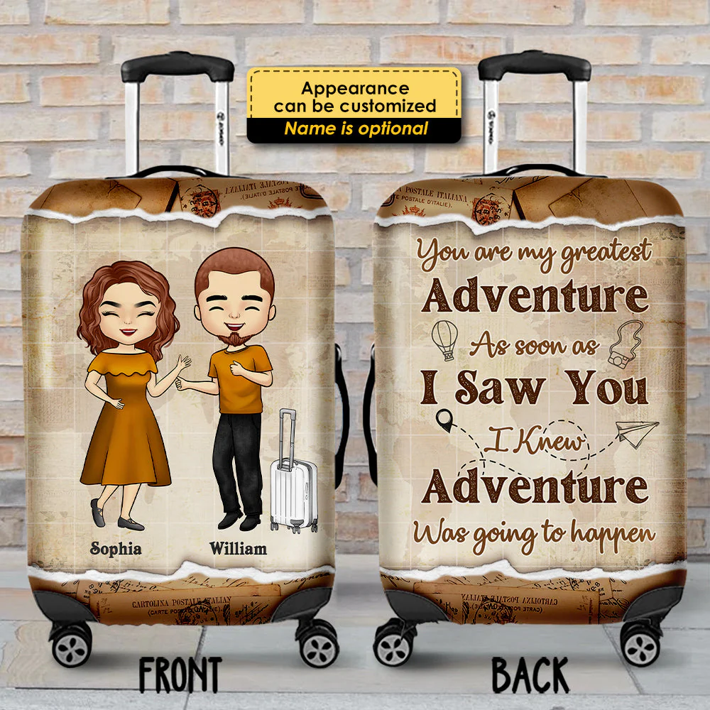 You Are My Greatest Adventure - Gift For Couples, Husband Wife - Personalized Luggage Cover - Image 3