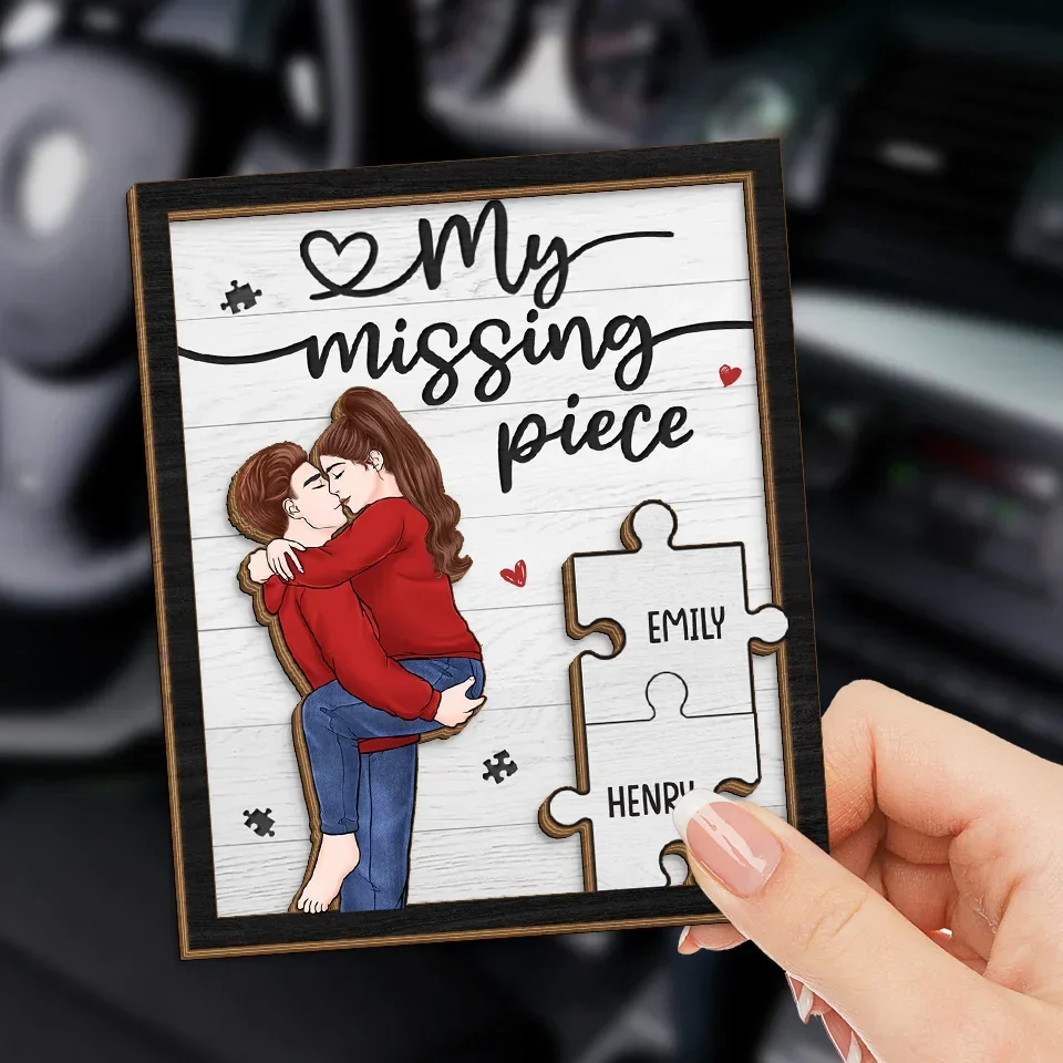 You Are My Missing Piece - Couple Personalized Custom Car Visor Clip - Christmas Gift For Husband Wife, Anniversary - Image 3