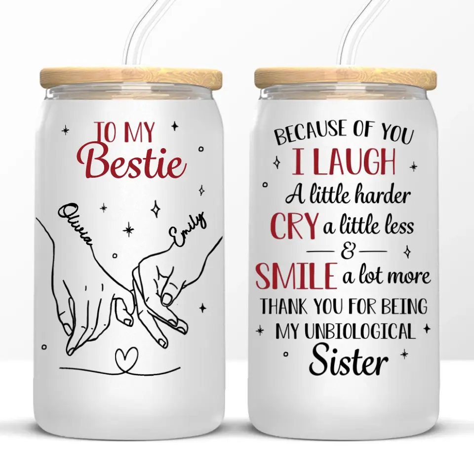 You Are My Soulmate - Bestie Personalized Custom Glass Cup, Iced Coffee Cup - Gift For Best Friends, BFF, Sisters - Image 6