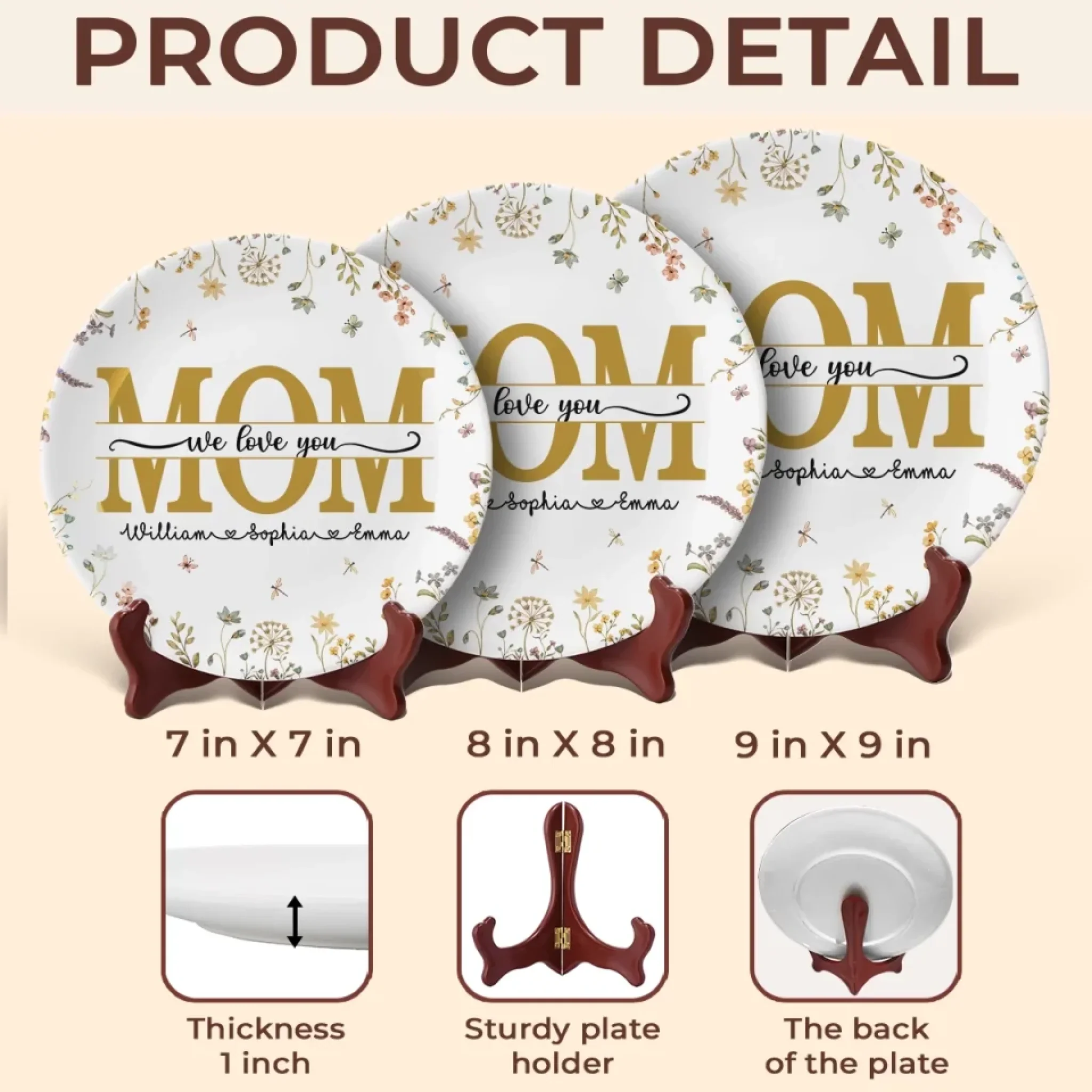You Are Our Heart, Mom - Family Personalized Custom Ceramic Plate - Mother's Day, Gift For Mom, Grandma - Image 5