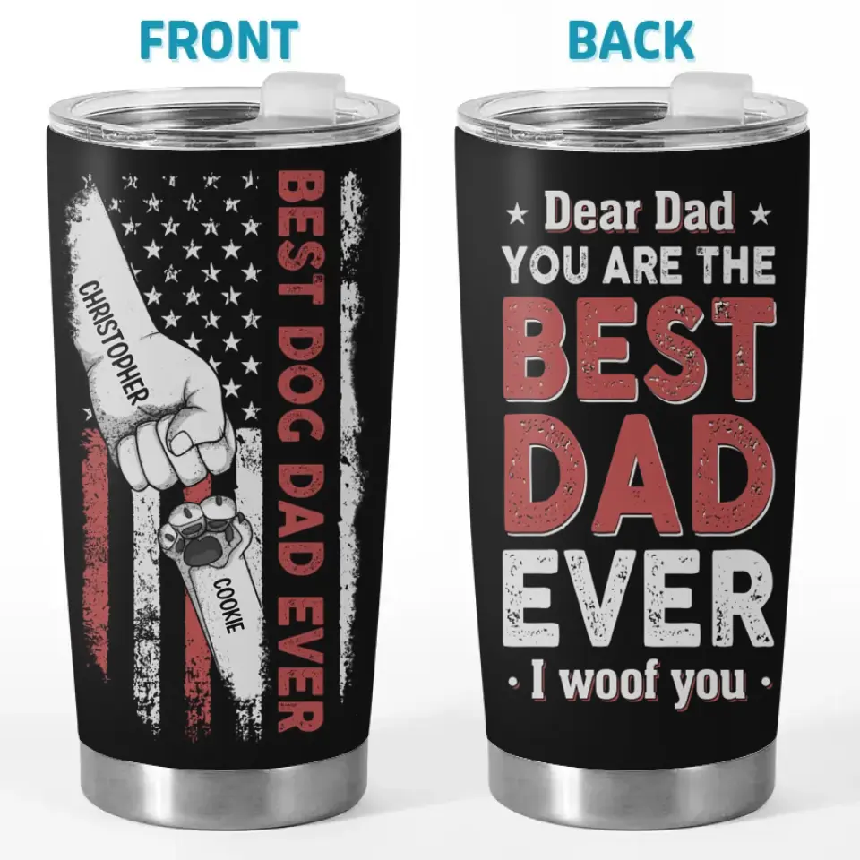 You Are The Best Dad Ever I Woof You - Dog Personalized Custom Tumbler - Father's Day, Gift For Pet Owners, Pet Lovers - Image 2