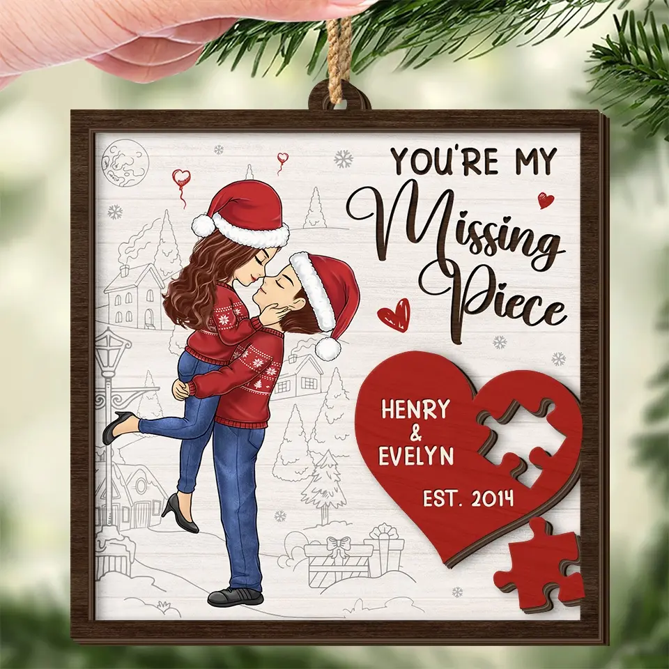 You Are The Missing Piece I Have Been Trying To Find - Couple Personalized Custom Shaped 2 Layered Wood Christmas Ornament - Christmas Gift For Husband Wife, Anniversary - Image 5