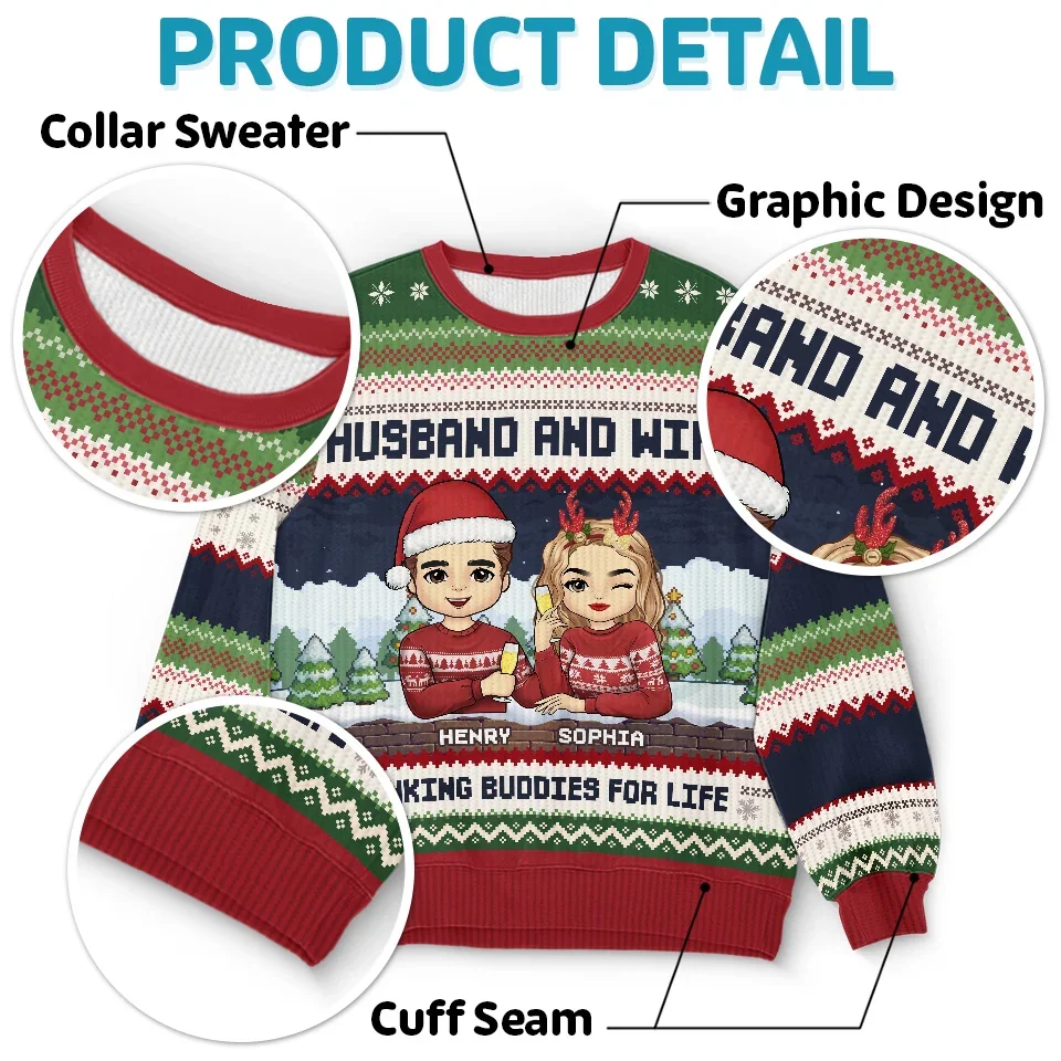 You Are The Reason My Heart Is Full Of Christmas Cheer - Couple Personalized Custom Ugly Sweatshirt - Unisex Wool Jumper - Christmas Gift For Husband Wife, Anniversary - Image 5