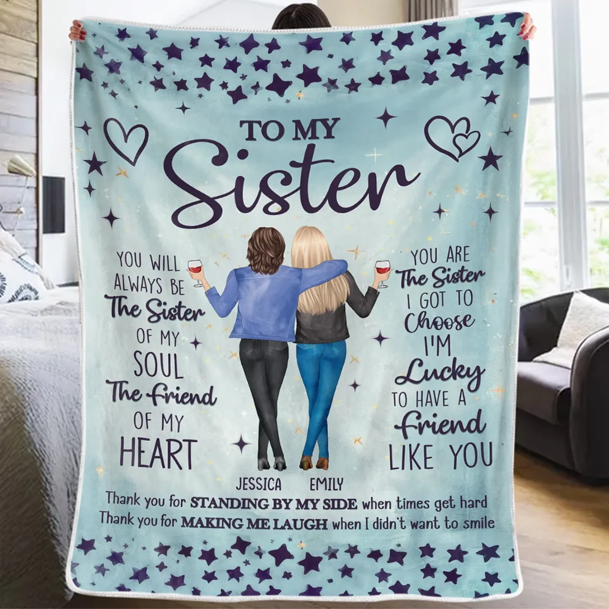 You Are The Sister I Got To Choose - Bestie Personalized Custom Blanket - Gift For Best Friends, BFF, Sisters - Image 3