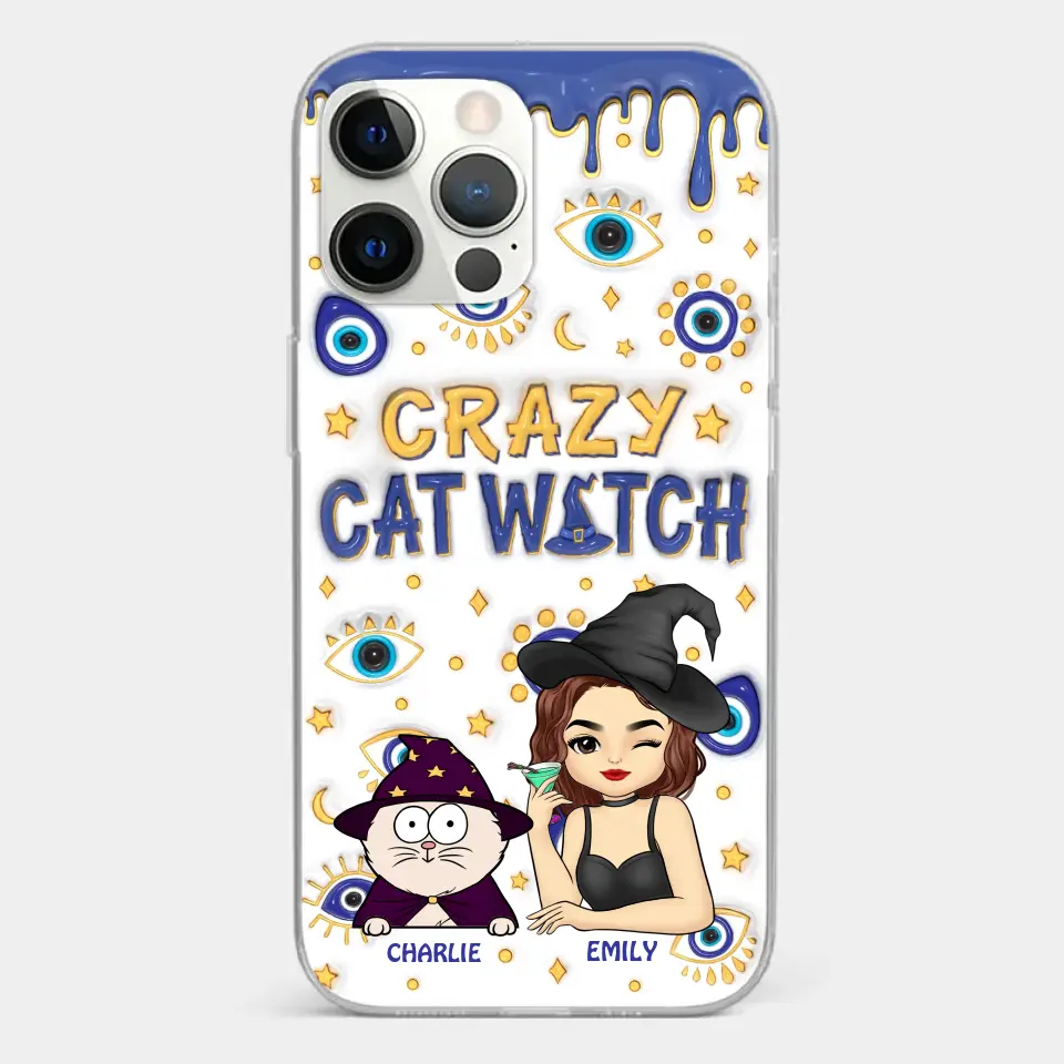 You Can't Scare Me I'm The Crazy Cat Witch - Cat Personalized Custom 3D Inflated Effect Printed Clear Phone Case - Halloween Gift For Pet Owners, Pet Lovers - Image 12
