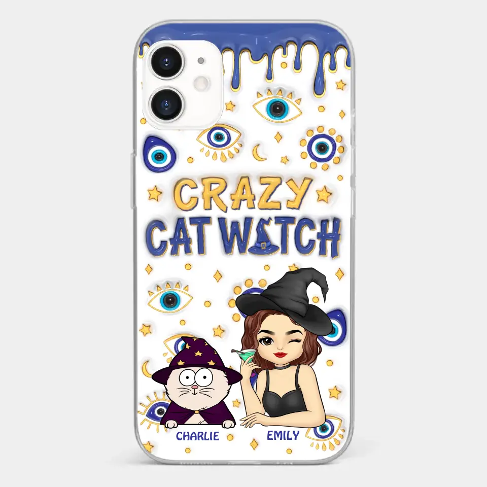 You Can't Scare Me I'm The Crazy Cat Witch - Cat Personalized Custom 3D Inflated Effect Printed Clear Phone Case - Halloween Gift For Pet Owners, Pet Lovers - Image 6