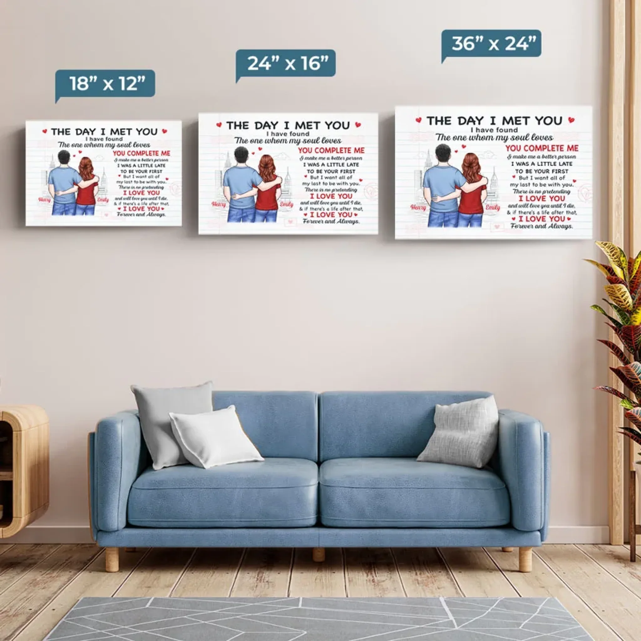 You Complete Me, Always And Forever - Couple Personalized Custom Horizontal Canvas - Gift For Husband Wife, Anniversary - Image 6
