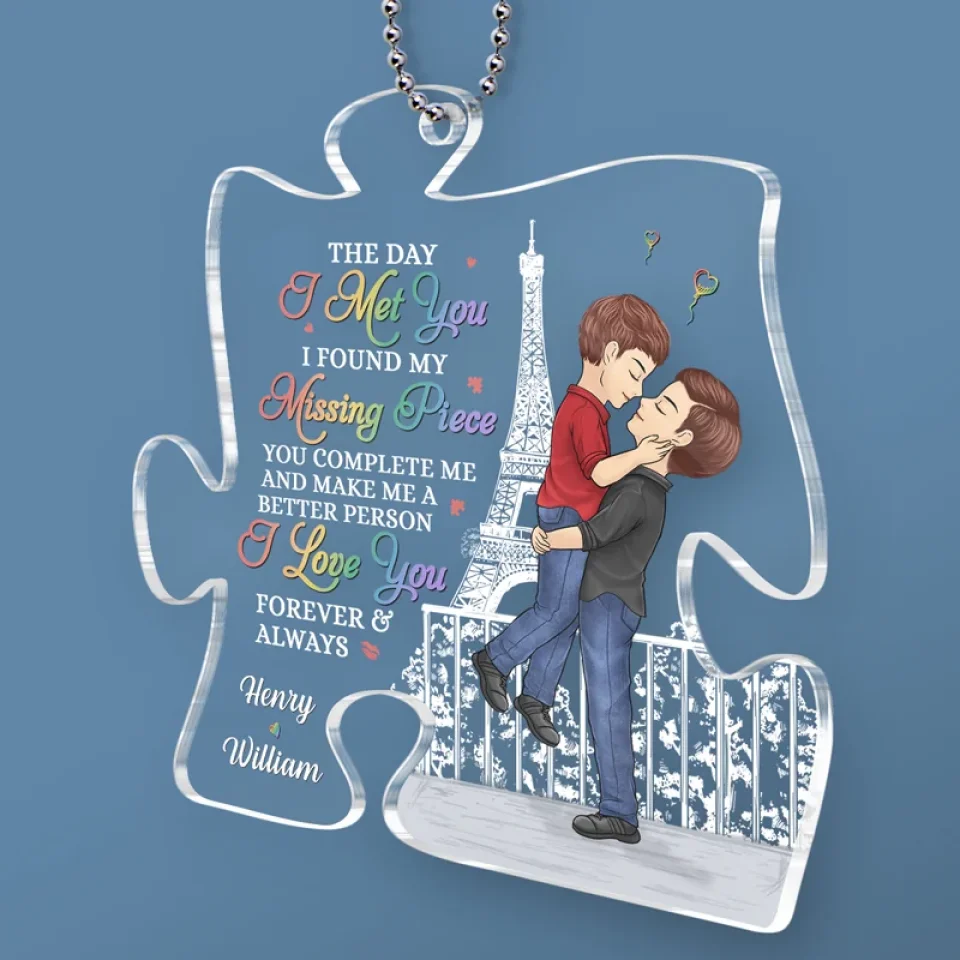 You Complete Me And Make Me A Better Person - Couple Personalized Custom Car Ornament - Acrylic Custom Shaped - Gift For Husband Wife, Anniversary, LGBTQ+ - Image 3