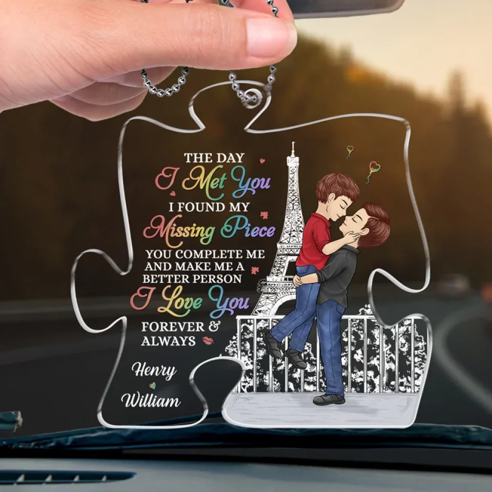 You Complete Me And Make Me A Better Person - Couple Personalized Custom Car Ornament - Acrylic Custom Shaped - Gift For Husband Wife, Anniversary, LGBTQ+ - Image 4