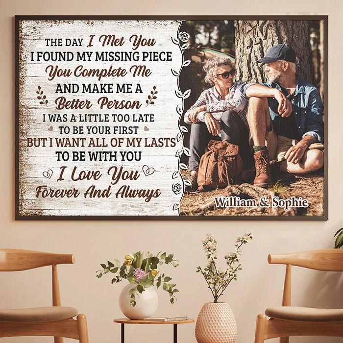 You Complete Me And Make Me A Better Person - Upload Image, Gift For Couples - Personalized Horizontal Poster - Image 2