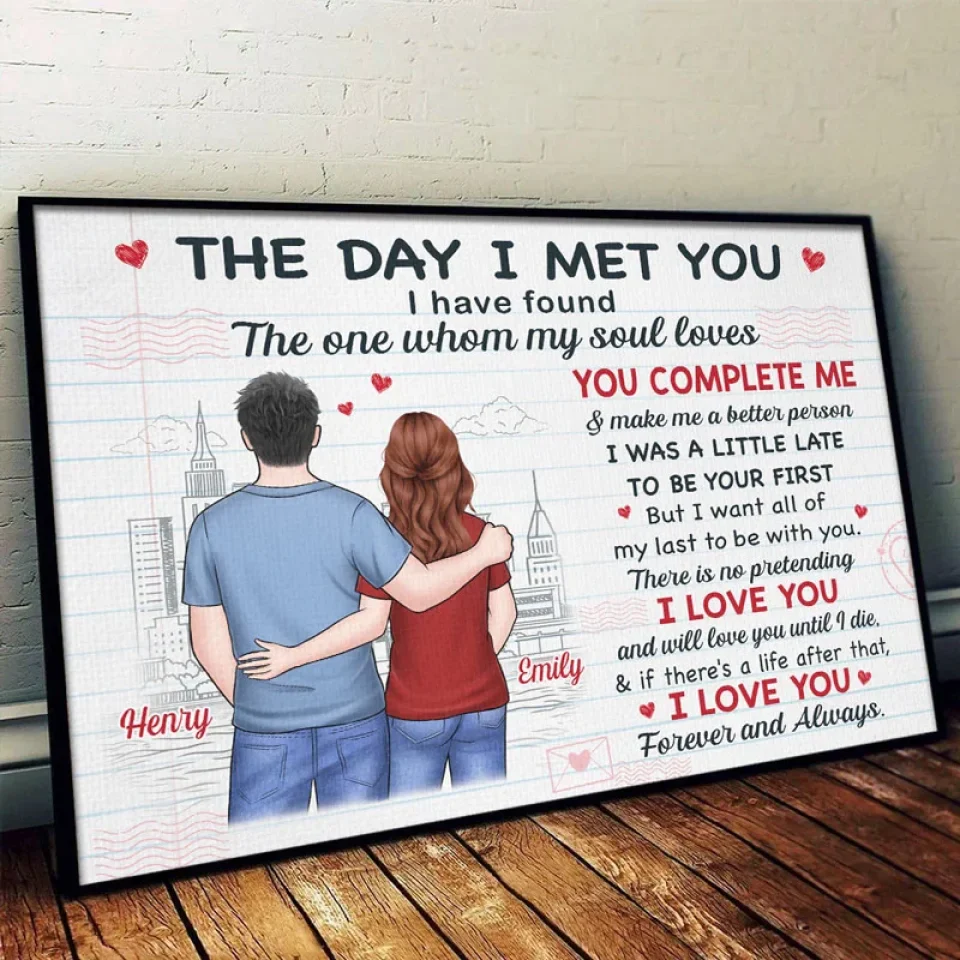 You Complete Me - Couple Personalized Custom Horizontal Poster - Gift For Husband Wife, Anniversary - Image 4