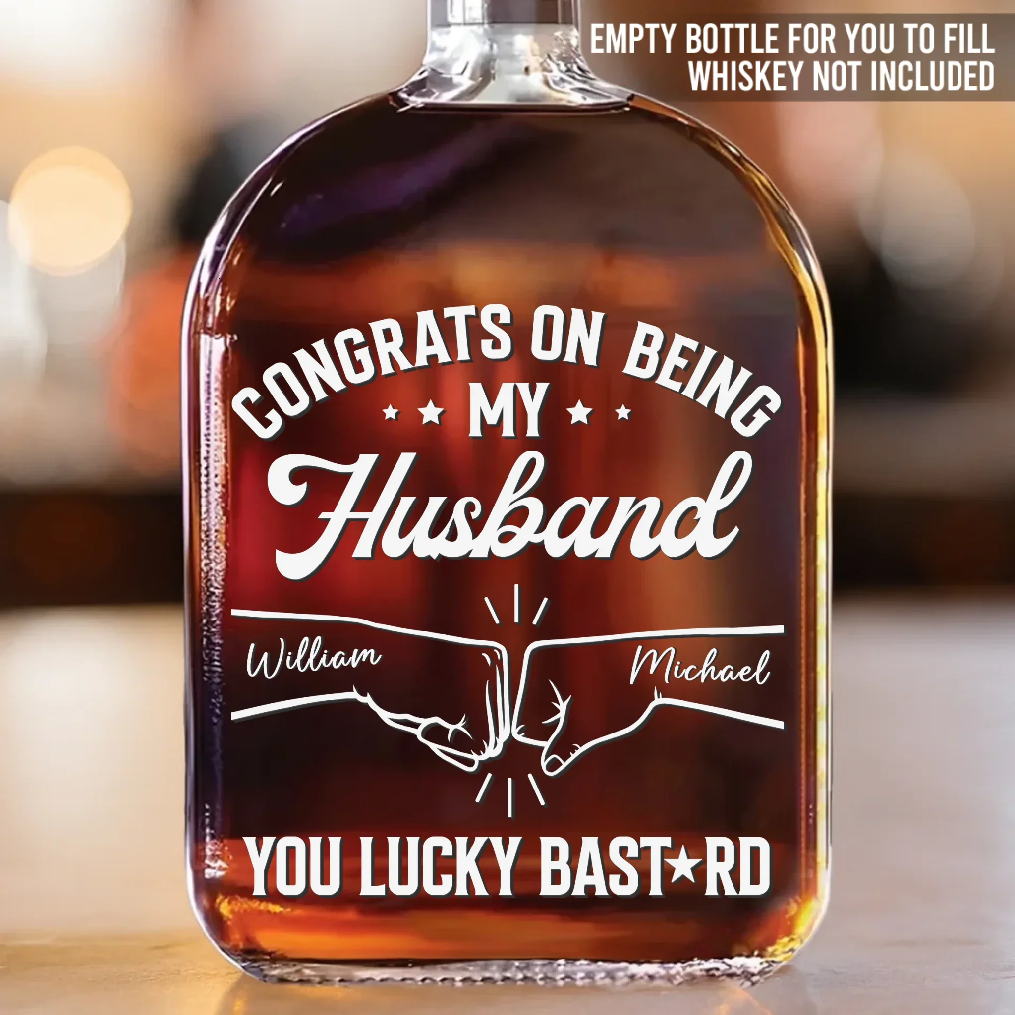 You Got Me, Lucky You - Family Personalized Custom Whiskey Bottle - Gift For Family Members - Image 2