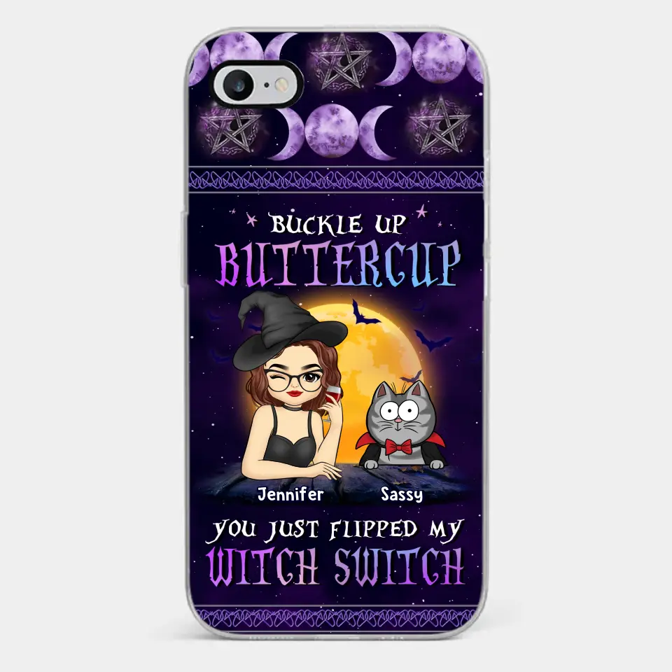 You Just Flipped My Witch Switch - Cat Personalized Custom Clear Phone Case - Halloween Gift For Pet Owners, Pet Lovers - Image 2