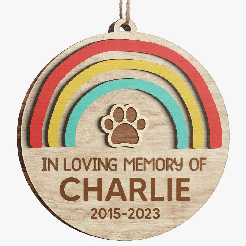 You Left Paw Prints On Our Hearts - Memorial Personalized Custom Ornament - Wood Round Shaped - Christmas Gift, Sympathy Gift For Pet Owners, Pet Lovers - Image 2