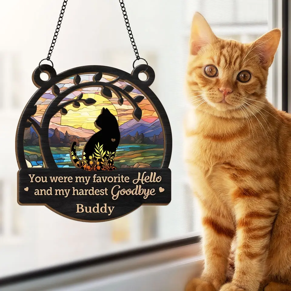 You Left Paw Prints On Our Hearts - Memorial Personalized Window Hanging Suncatcher Ornament - Sympathy Gift For Pet Owners, Pet Lovers - Image 3