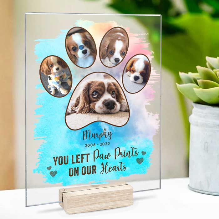You Left Paw Prints On Our Hearts - Upload Image - Personalized Acrylic Plaque - Image 2