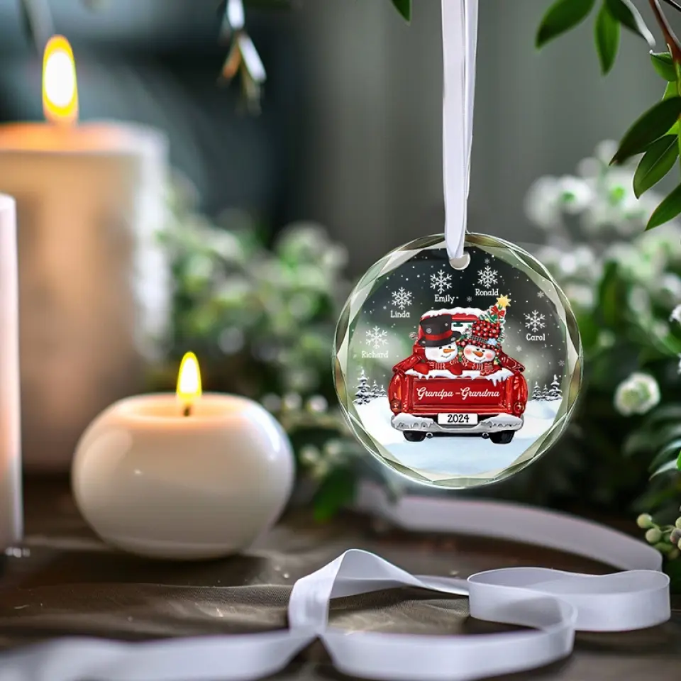 You Made My Childhood Such A Sweet And Happy Time - Family Personalized Custom Circle Glass Ornament - Christmas Gift For Grandpa, Grandma - Image 3