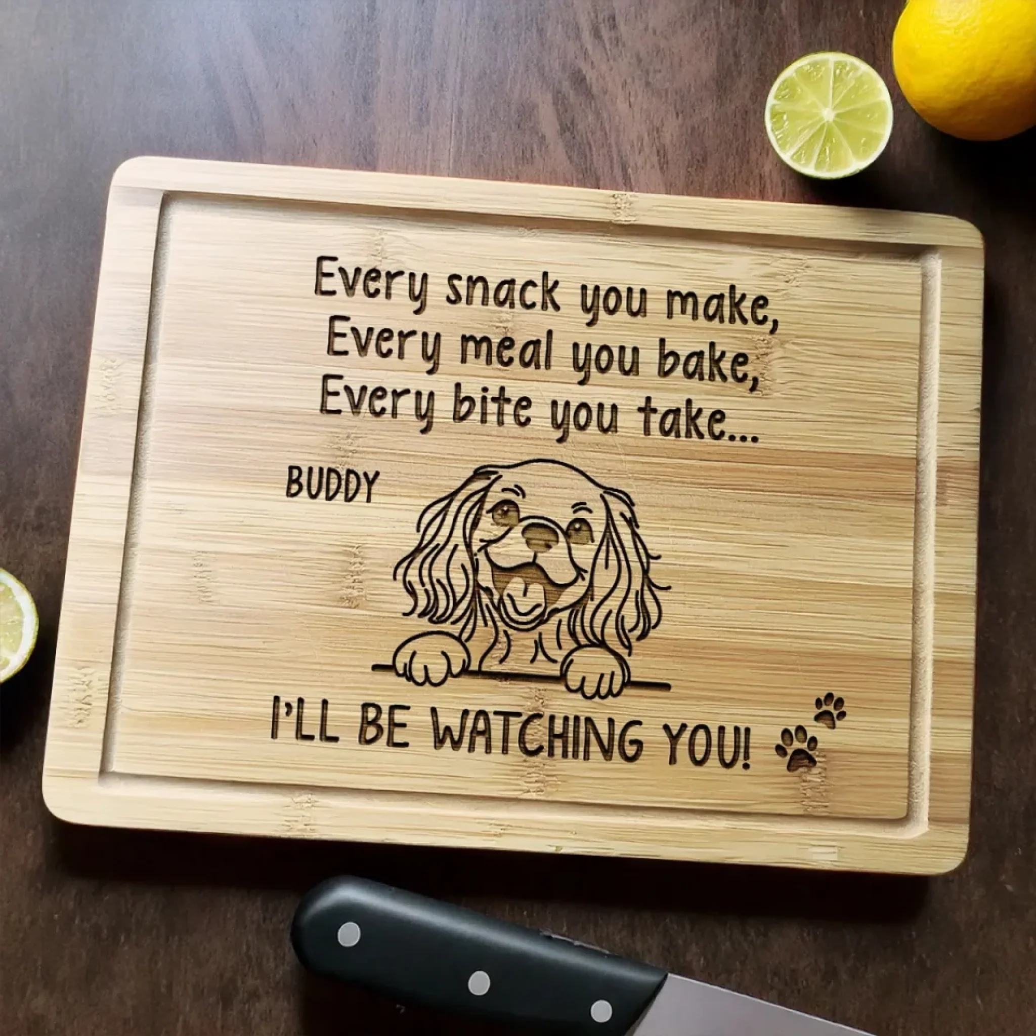 You Make It, I Watch It - Dog Personalized Custom Engraved Wooden Cutting Board - Gift For Pet Owners, Pet Lovers - Image 3