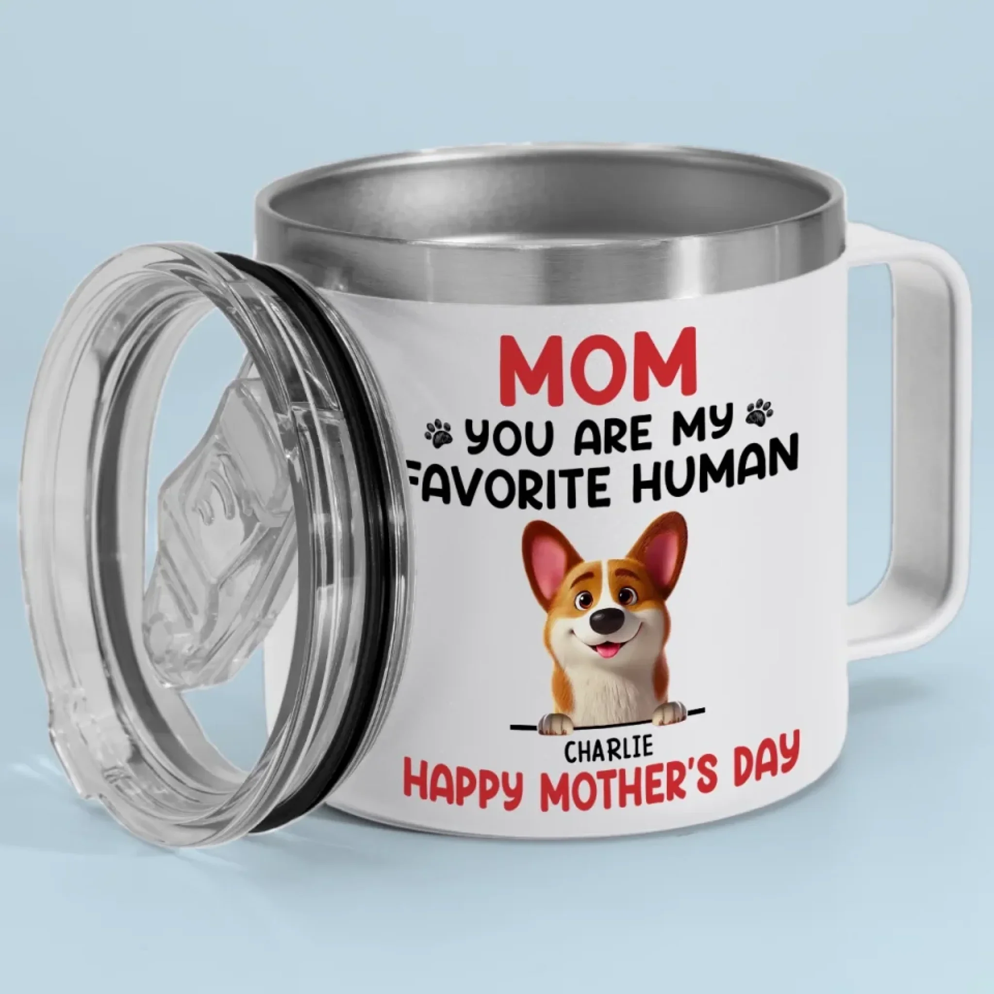 You Make My Tail Wag Every Day, Mom - Dog Personalized Custom 14oz Stainless Steel Tumbler With Handle - Gift For Pet Owners, Pet Lovers - Image 6