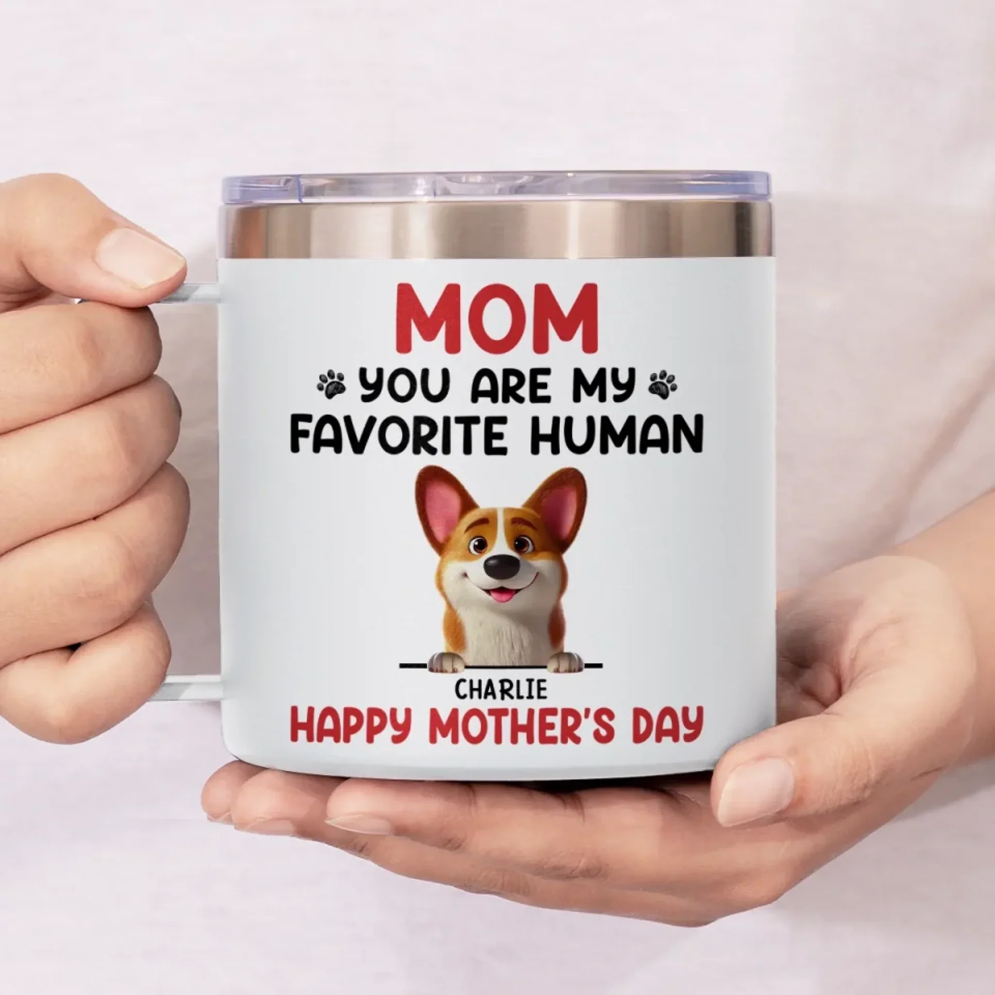 You Make My Tail Wag Every Day, Mom - Dog Personalized Custom 14oz Stainless Steel Tumbler With Handle - Gift For Pet Owners, Pet Lovers - Image 7