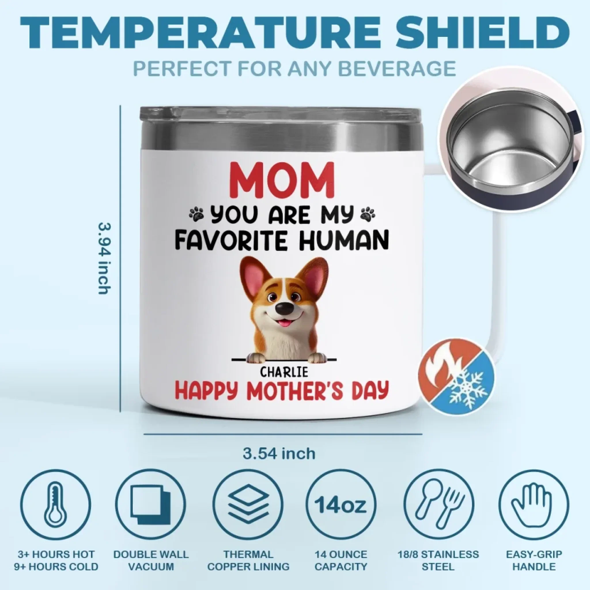 You Make My Tail Wag Every Day, Mom - Dog Personalized Custom 14oz Stainless Steel Tumbler With Handle - Gift For Pet Owners, Pet Lovers - Image 8