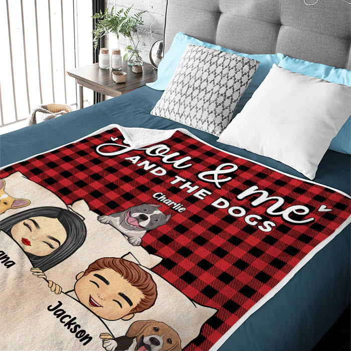 You Me And Fur Babies - Dog & Cat Personalized Custom Blanket - Gift For Pet Owners, Pet Lovers - Image 5