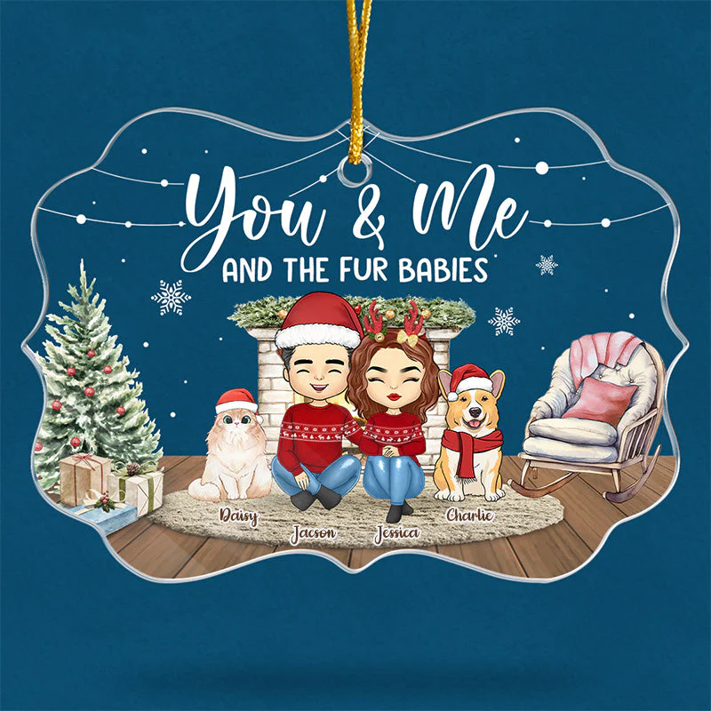 You Me And Our Fur Babies - Dog & Cat Personalized Custom Ornament - Acrylic Benelux Shaped - Christmas Gift For Pet Owners, Pet Lovers - Image 3