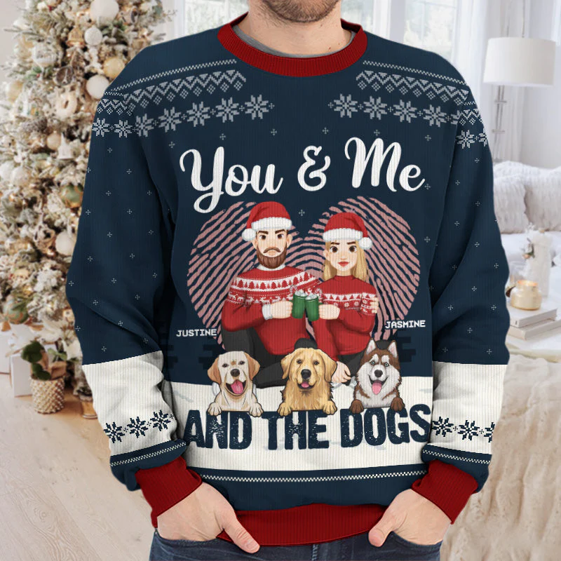 You & Me And The Fur Babies - Couple Personalized Custom Ugly Sweatshirt - Unisex Wool Jumper - Christmas Gift For Husband Wife, Pet Owners, Pet Lovers - Image 4