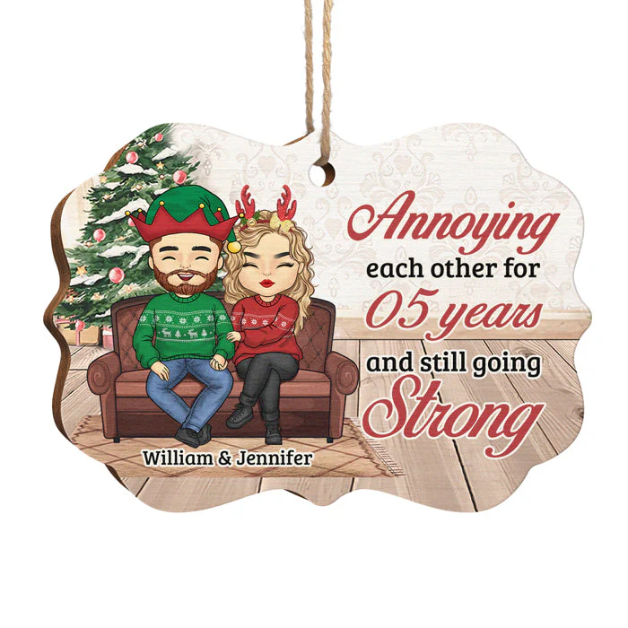 You & Me Annoying Each Other - Personalized Custom Benelux Shaped Wood Christmas Ornament - Gift For Couple, Husband Wife, Anniversary, Engagement, Wedding, Marriage Gift, Christmas Gift - Image 2